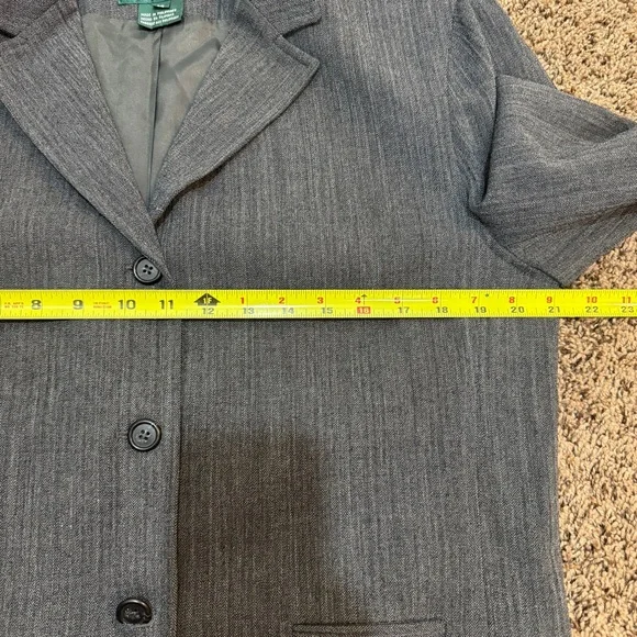 Ralph Lauren LRL Wool Blend 3 Button Blazer Jacket Women's Sz 14 Gray Academia - Picture 7 of 9
